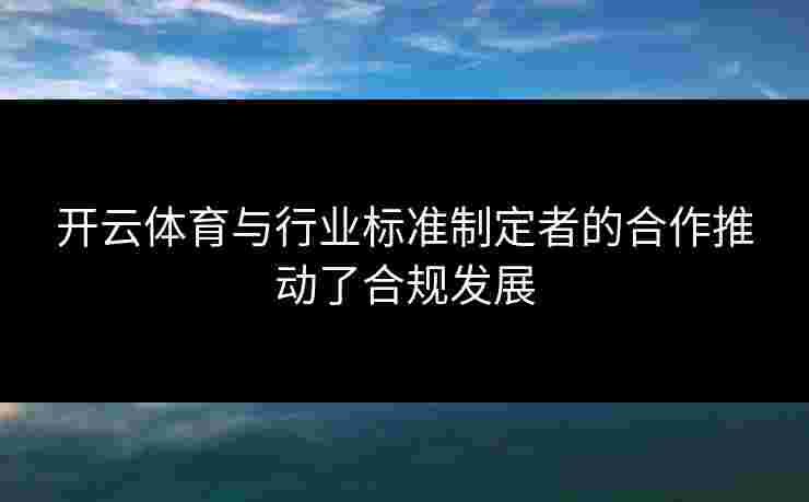 开云体育与行业标准制定者的合作推动了合规发展
