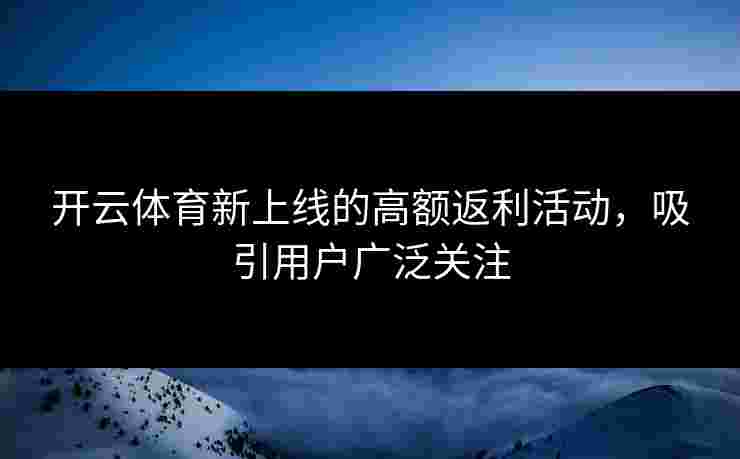 开云体育新上线的高额返利活动，吸引用户广泛关注